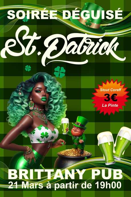 Soirée déguisée pour la Saint-Patrick au Brittany Pub à Huelgoat.