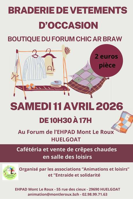Braderie Vêtements d'Occasion à l'EHPAD Mont Le Roux à Huelgoat.