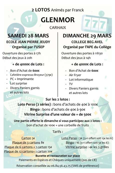 Super Loto de l'école de Jean Pierre Jeudy organisé par l'USEP