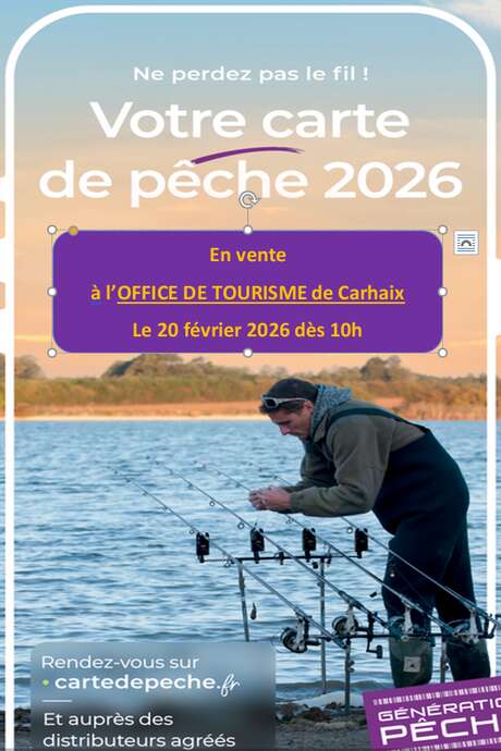 Carte de Pêche "journée, semaine,annuelle" en vente !!!