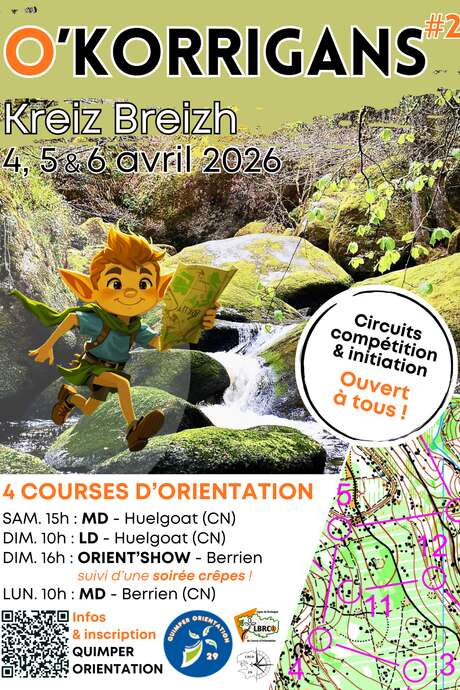Courses d'Orientation à Huelgoat et Berrien.