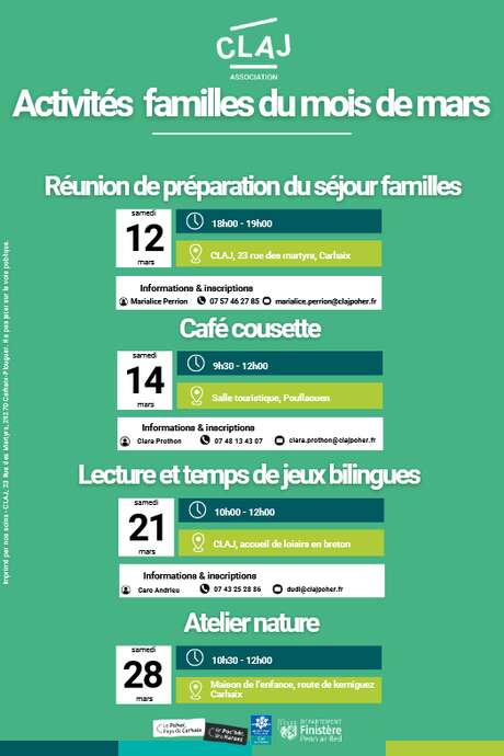 CLAJ : Activité familles de mars