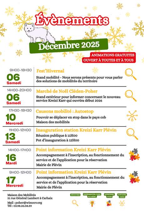 Maison des Mobilités : Programme de décembre 2025
