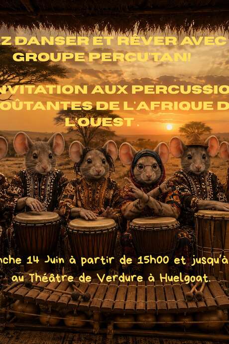 Concert du Groupe Percu'Tan au théâtre de verdure à Huelgoat.