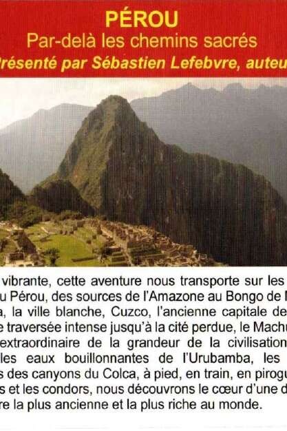 Connaissance du Monde au Cinémarine : Pérou, par-delà les chemins sacrés