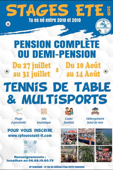 Stages d'été de tennis de table et multisports