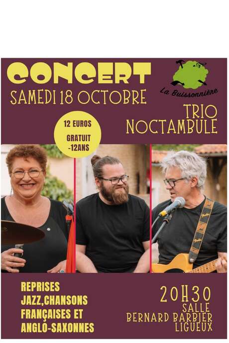 Concert by the Noctambule trio on October 18, 2025, in Ligueux