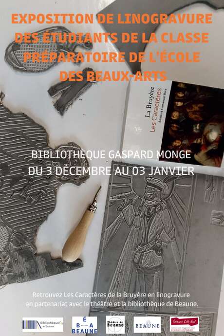 Exposition de linogravure des étudiants de la classe préparatoire  - école des beaux-arts