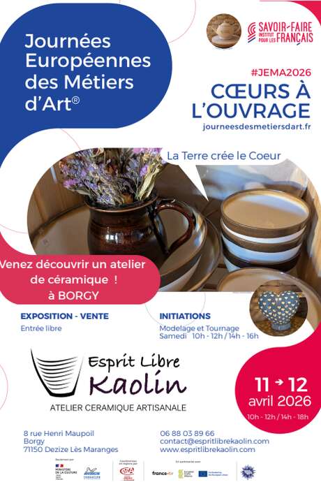Journées européennes des métiers d'art 2026 - esprit libre kaolin - dezize les maranges - la terre crée le cœur