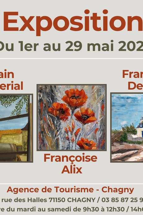 Exposition des peintures de Françoise Alix, François Delaby et Alain Faverial