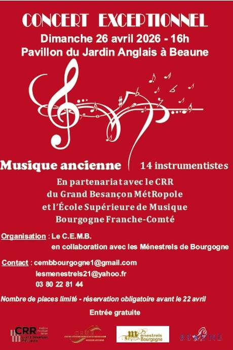 Concert de musique ancienne, en partenariat avec le conservatoire régional