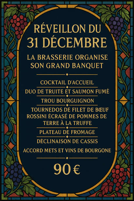 Réveillon du 31 décembre à la Brasserie des Halles