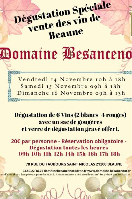Domaine Besancenot - Vente des Vins 2025 : Dégustation Spéciale Vente de vins de Beaune