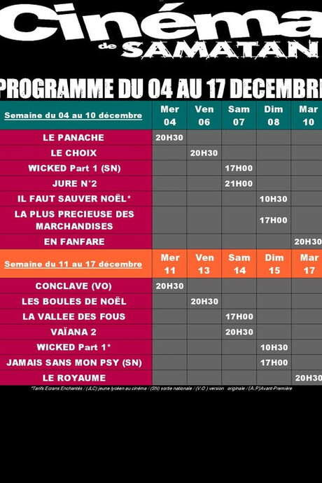 PROGRAMME DU CINÉMA DU 4 AU 17 DÉCEMBRE