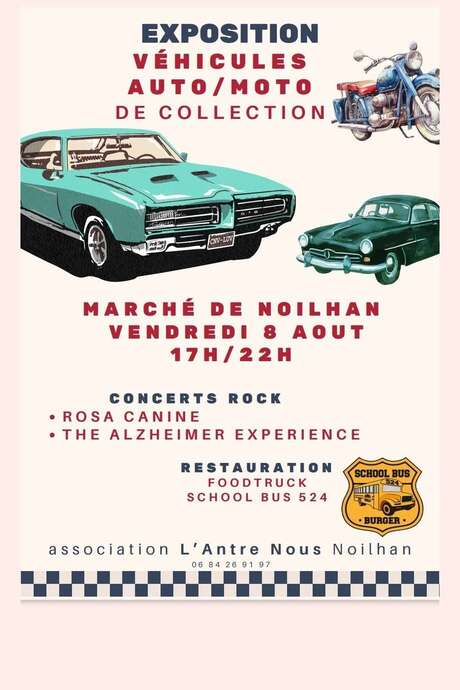 EXPOSITION DE VÉHICULES ANCIENS ET CONCERT ROCK AU MARCHÉ DE NOILHAN