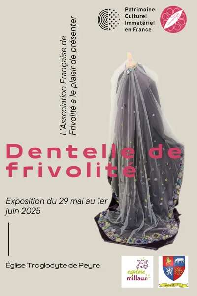 Exposition église troglodytique de Peyre " Dentelle de frivolité "