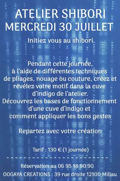 Stage de shibori à l'indigo : "Réalisez votre tenture" 30/07 - OOGAYA