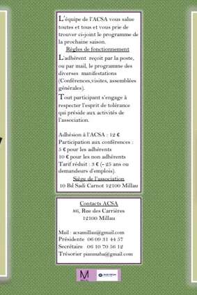 Conférences et sorties ACSA - 2025-2026