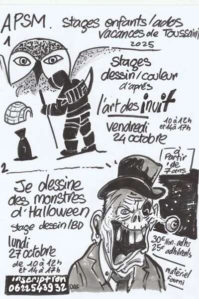 Stage de dessin pour les enfants vacances de la Toussaint - Vieux Moulin