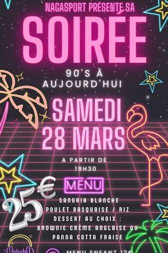 Soirée dansante avec repas années 90 à aujourd'hui