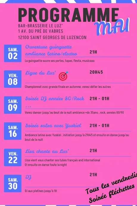 Programme mai - Bar-Brasserie le Luz
