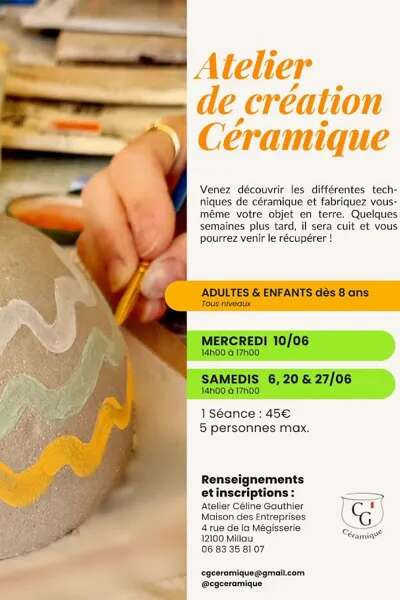 Atelier de création de Céramique, mois de juin - Céline Gauthier