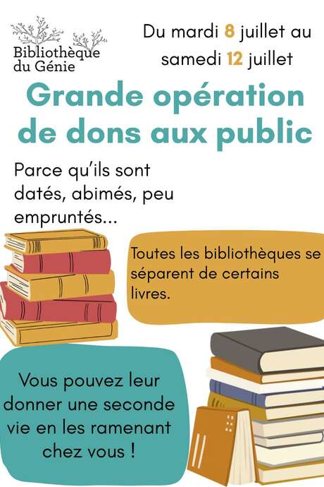 La Bibliothèque du Génie : Grande opération de dons au public