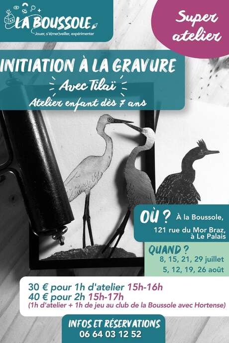 Initiation à la gravure avec Tilai (enfant 7 ans)