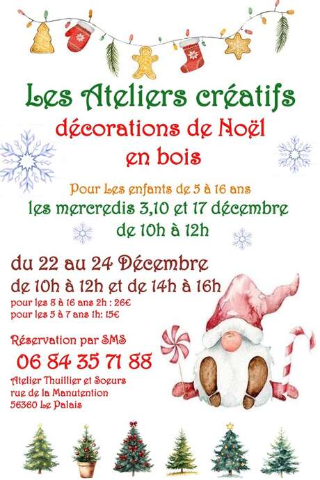 Les Ateliers créatifs : décorations de Noel en bois (5 à 16 ans)