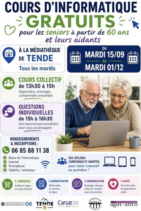 Cours d'informatique gratuit pour les séniors et leurs aidants