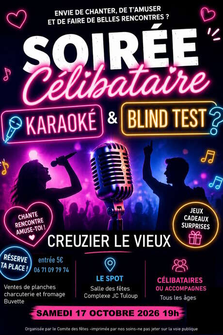 Soirée pour célibataire, karaoké et blind test