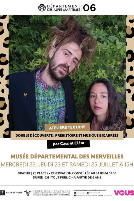 Ateliers Texture - Double découverte : préhistoire et musiques bigarrées