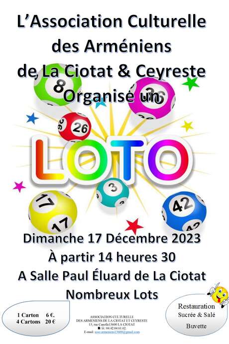 Grand Loto de l'Association Culturelle des Arméniens de La Ciotat et Ceyreste