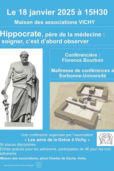 Conférence Hippocrate, père de la médecine : soigner  c'est d'abord observer