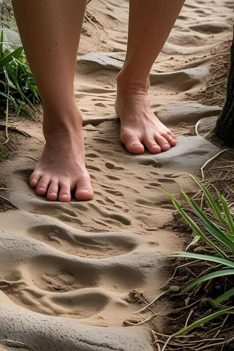Parcours sensoriel pour petits pieds nus