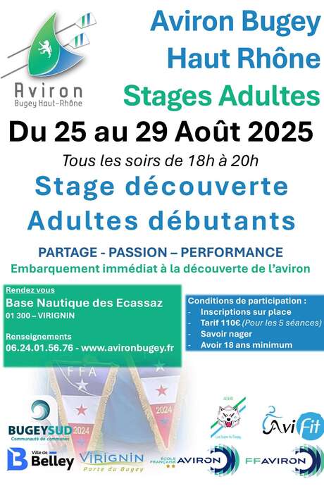 Stage d'été adultes - Aviron Bugey Haut Rhône