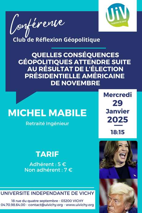 Conférence : quelles conséquences géopolitiques attendre suite au résultat de l'élection présidentielle américaine de novembre