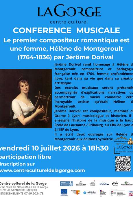 Conférence musicale "Le premier compositeur romantique est une femme, Hélène de Montgeroult (1764-1836) par Jérôme Dorival