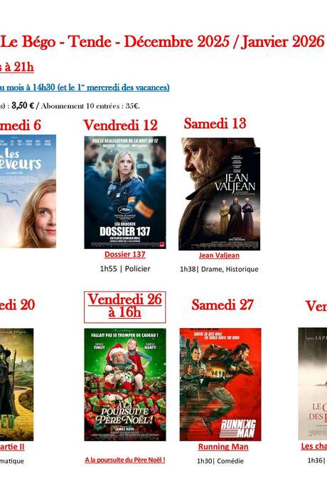 Séances de cinéma à Tende