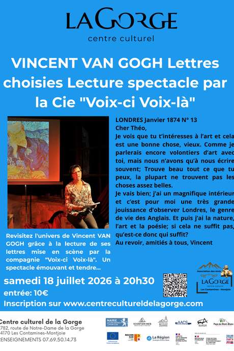 Lecture spectacle "Vincent Van Gogh, lettres choisies" par la Compagnie Voix-ci voix-là