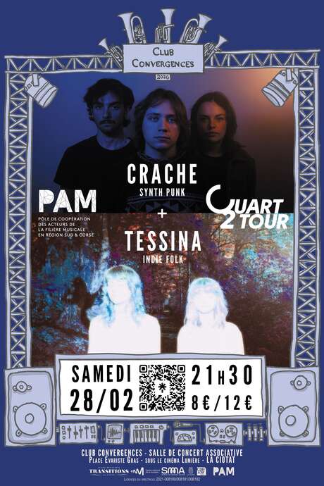 Concierto de synth punk del grupo Crache e indie folk de Tessina