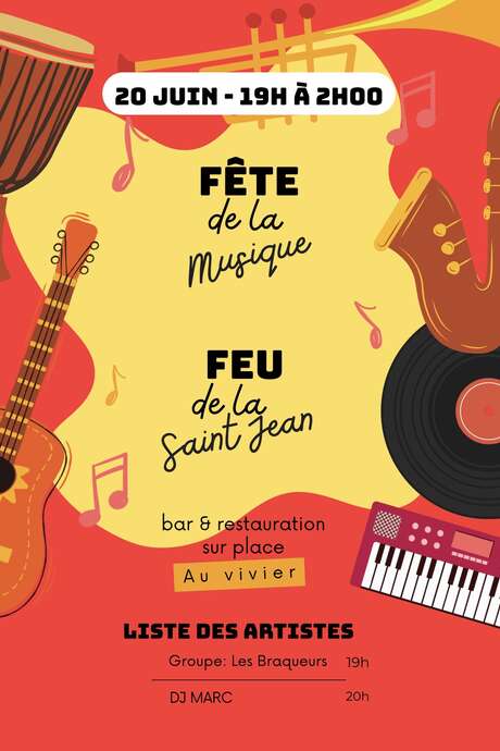 Fête de la musique et feu de la Saint Jean à Finhan