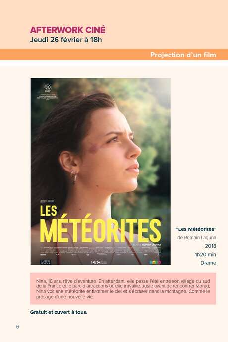 Afterwork ciné Les Météorites de Samuel Laguna