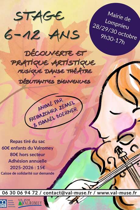 Stage découverte et pratique artistique - Musique, Danse et Théâtre pour les 6-12 ans