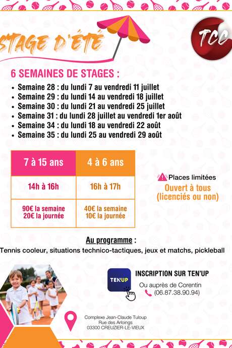 Stage d'été - Tennis Club Creuziérois