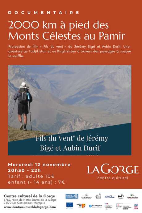 Documentaire "2000 km à pied des Monts Célestes au Pamir " au Centre Culturel de la Gorge