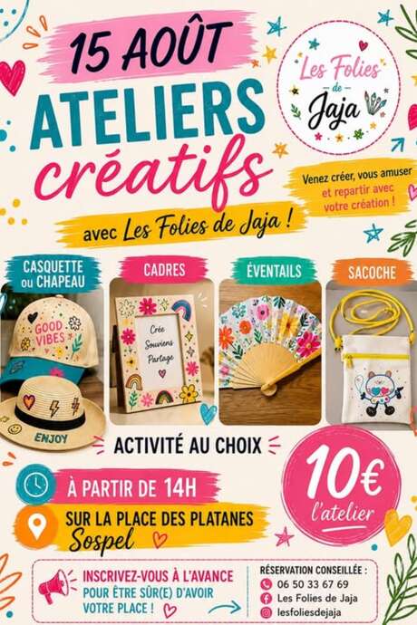 Festivités du 15 août :Ateliers créatifs avec Les Folies de Jaja