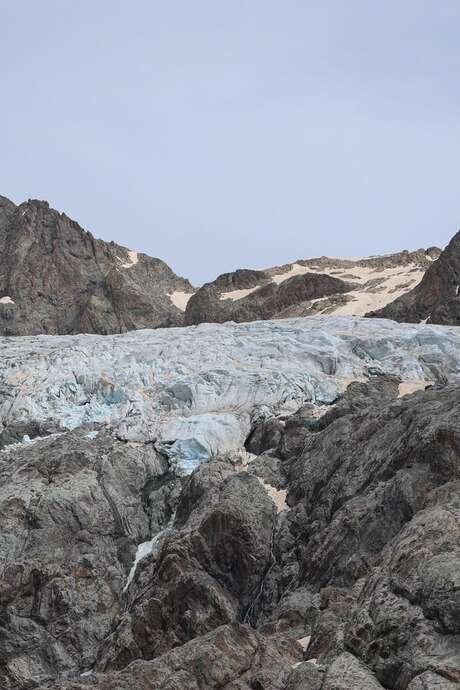 Animation scientifique : sortie dynamique du glacier Blanc