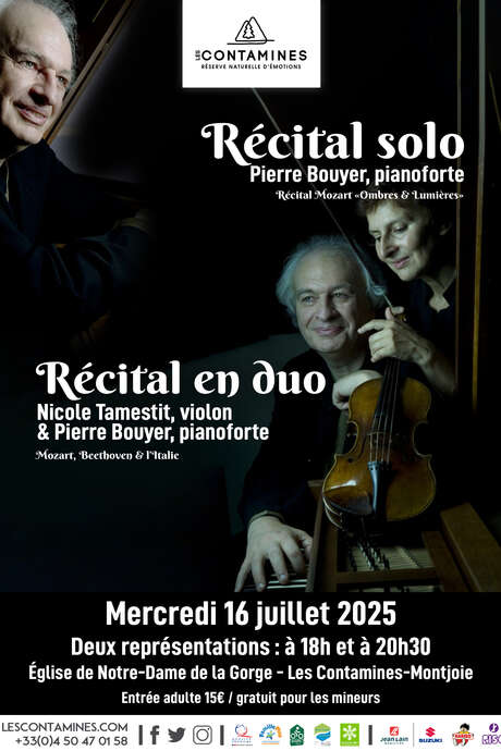 Récitals de pianoforte et violon avec, avec Nicole Tamestit et Pierre Bouyer