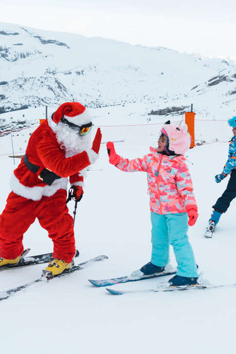 Santa's surprise arrival and ballet of snow groomers